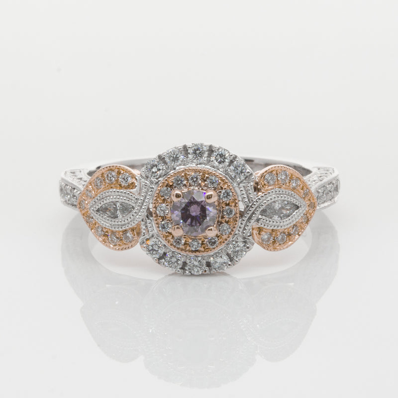 18ct White & Rose Gold Diamond Ring-Ring-Walker & Hall