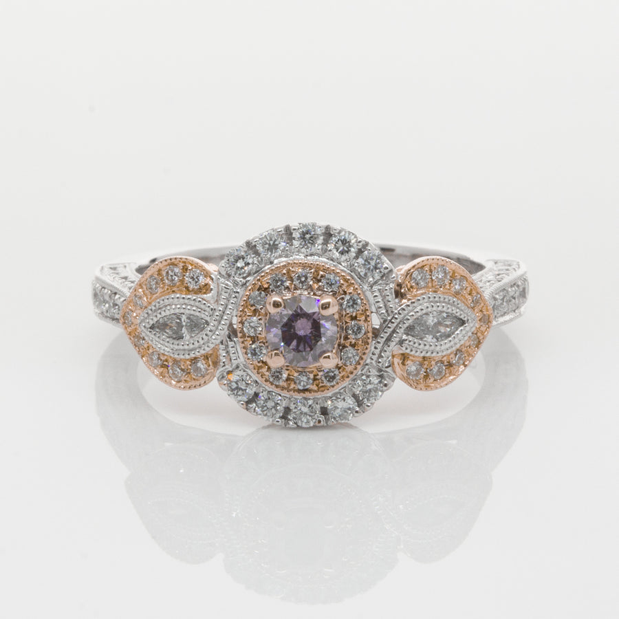 18ct White & Rose Gold Diamond Ring-Ring-Walker & Hall