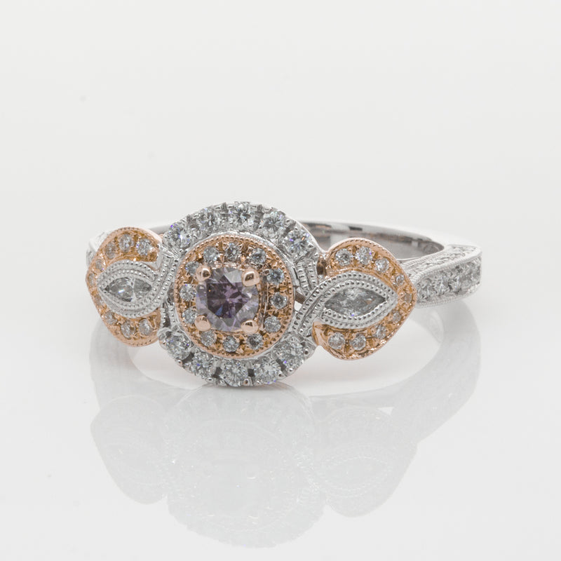 18ct White & Rose Gold Diamond Ring-Ring-Walker & Hall