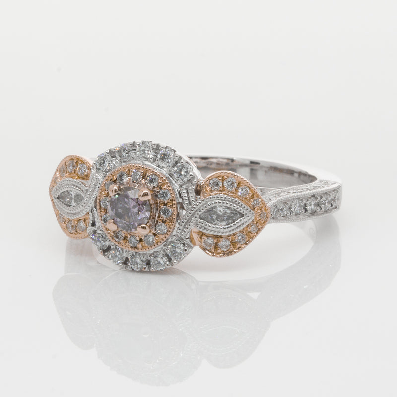 18ct White & Rose Gold Diamond Ring-Ring-Walker & Hall