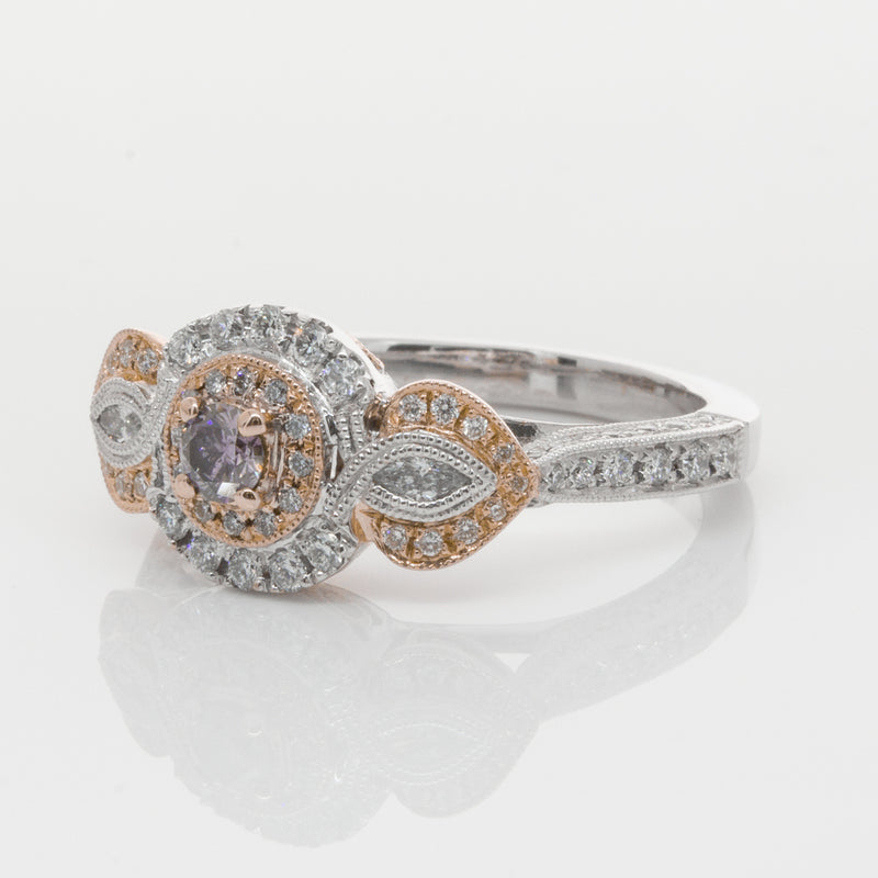 18ct White & Rose Gold Diamond Ring-Ring-Walker & Hall