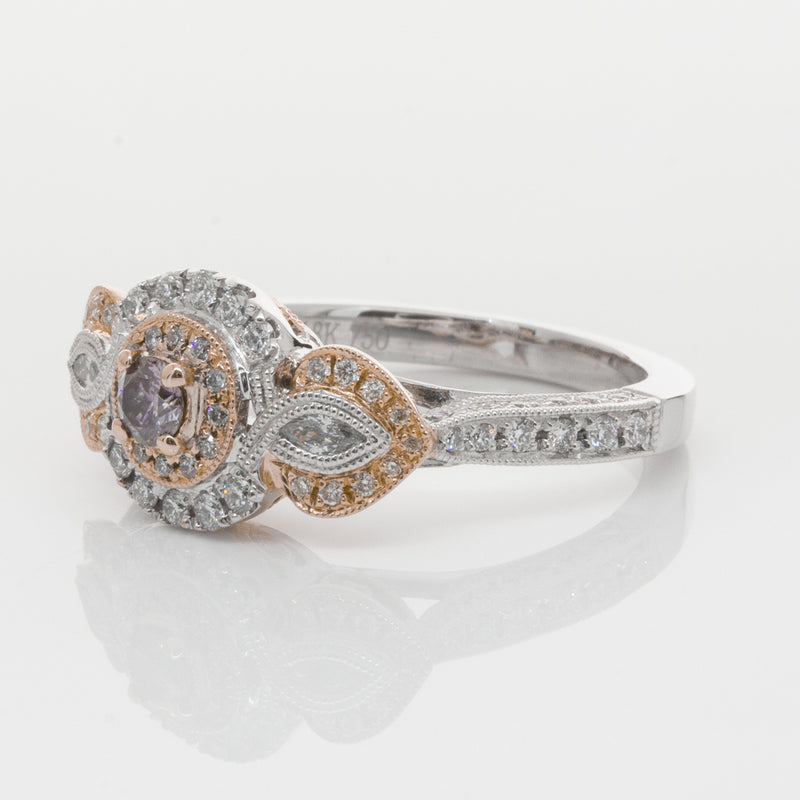 18ct White & Rose Gold Diamond Ring-Ring-Walker & Hall