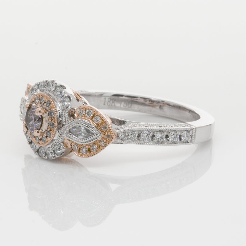 18ct White & Rose Gold Diamond Ring-Ring-Walker & Hall