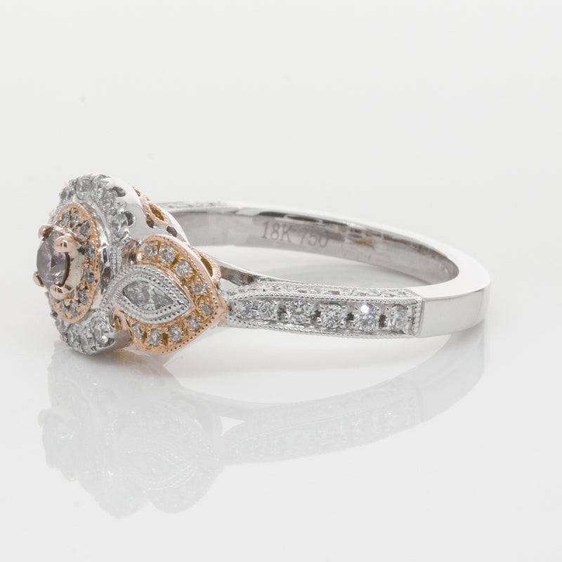 18ct White & Rose Gold Diamond Ring-Ring-Walker & Hall