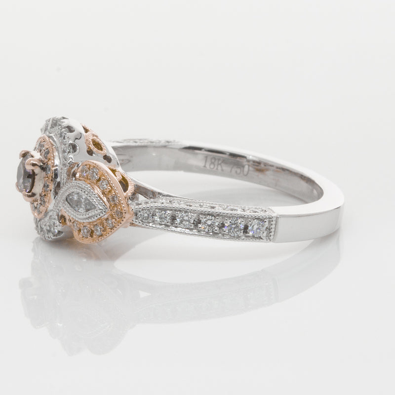 18ct White & Rose Gold Diamond Ring-Ring-Walker & Hall