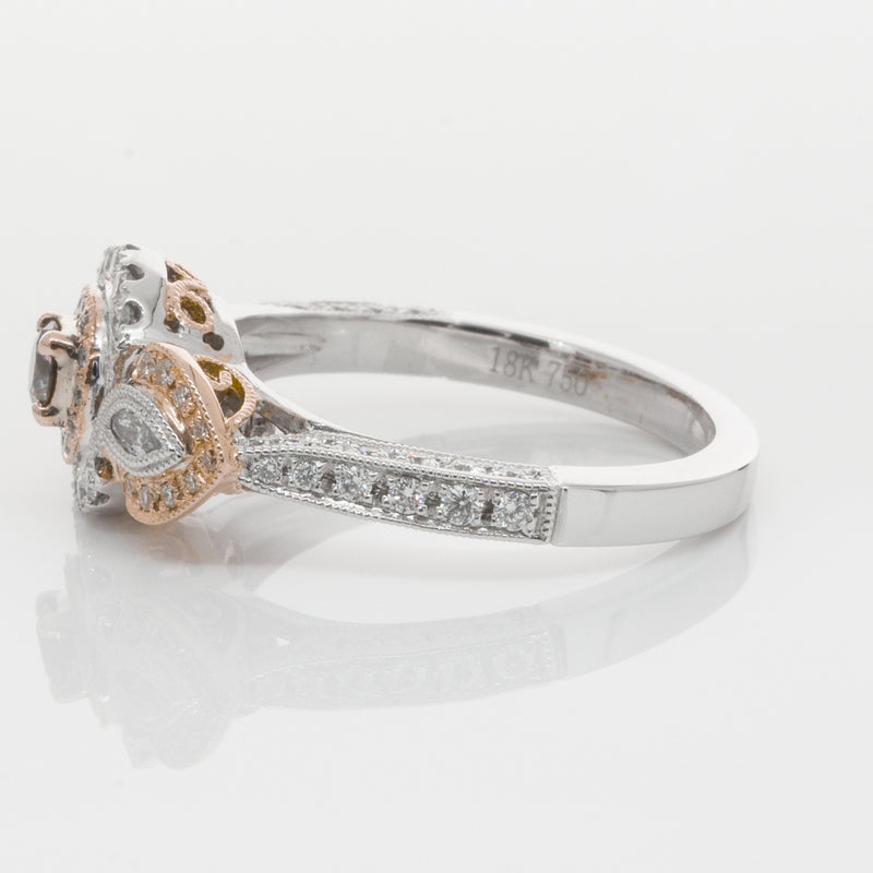 18ct White & Rose Gold Diamond Ring-Ring-Walker & Hall