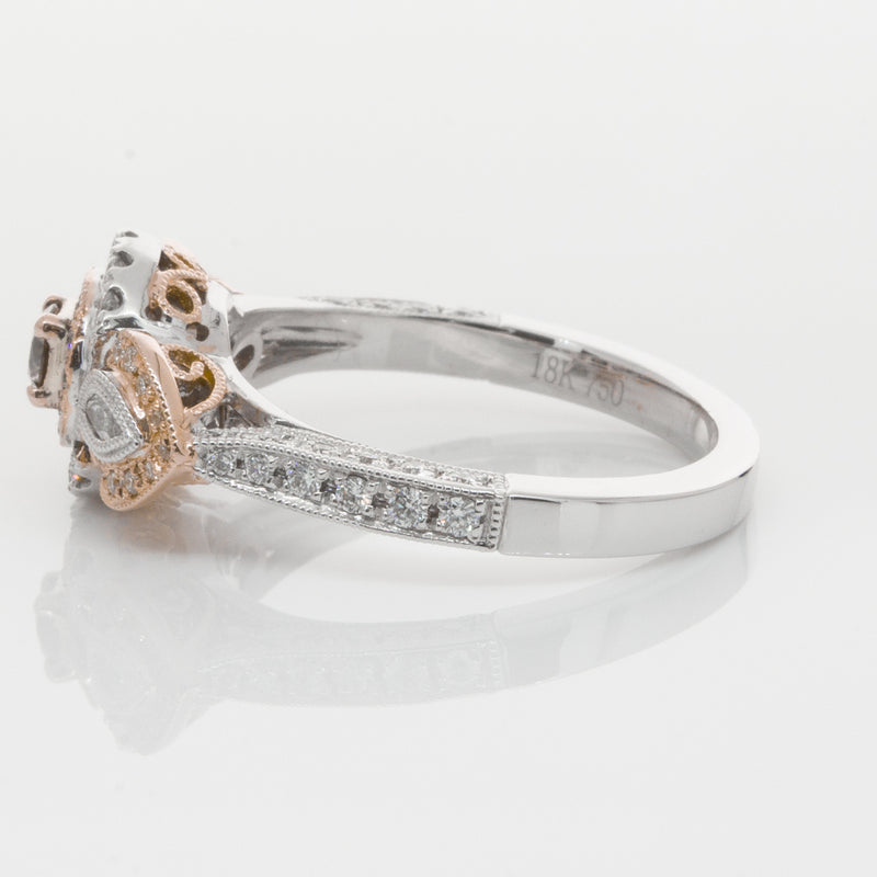18ct White & Rose Gold Diamond Ring-Ring-Walker & Hall