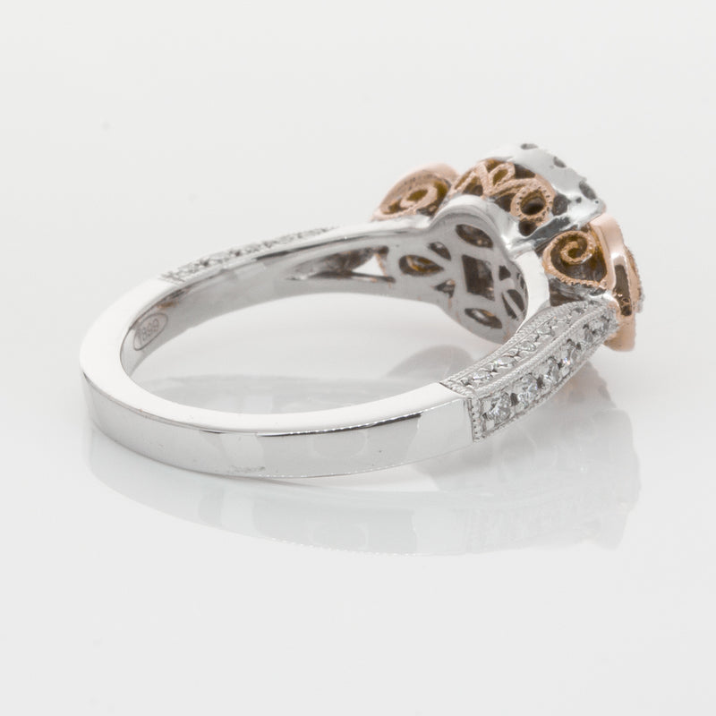 18ct White & Rose Gold Diamond Ring-Ring-Walker & Hall