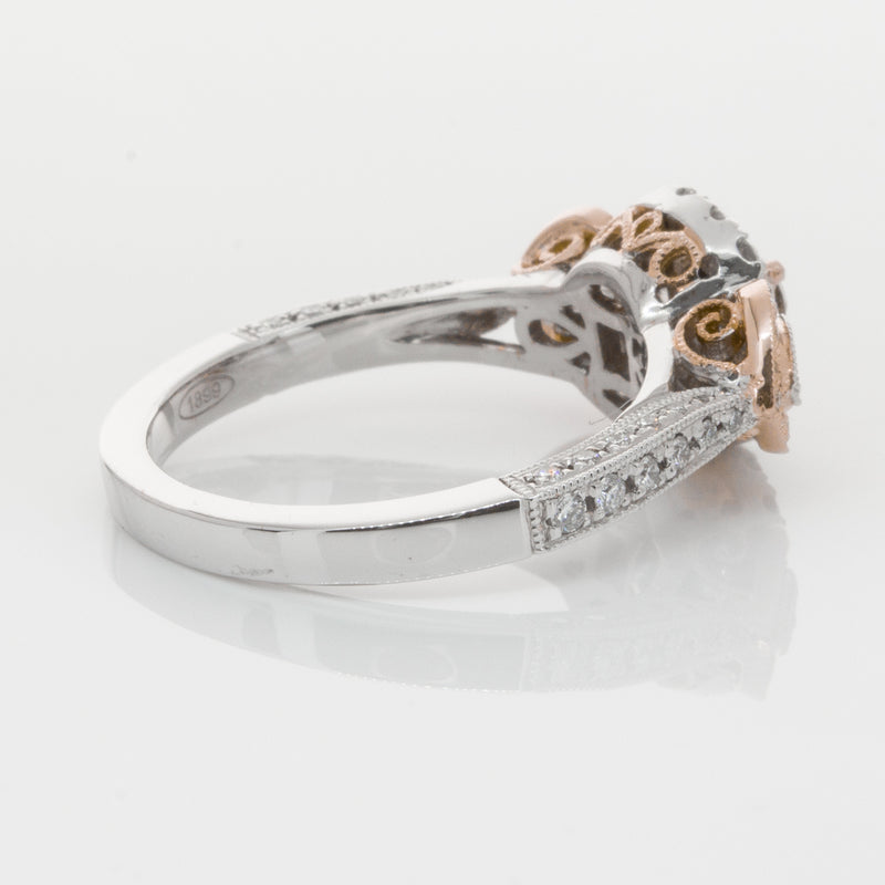 18ct White & Rose Gold Diamond Ring-Ring-Walker & Hall