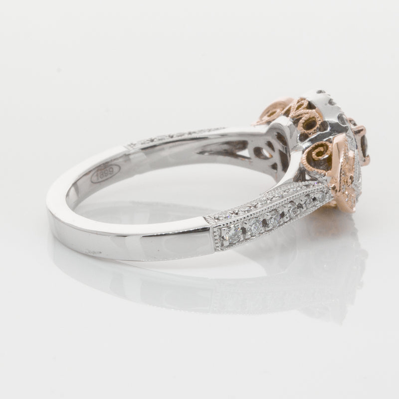 18ct White & Rose Gold Diamond Ring-Ring-Walker & Hall