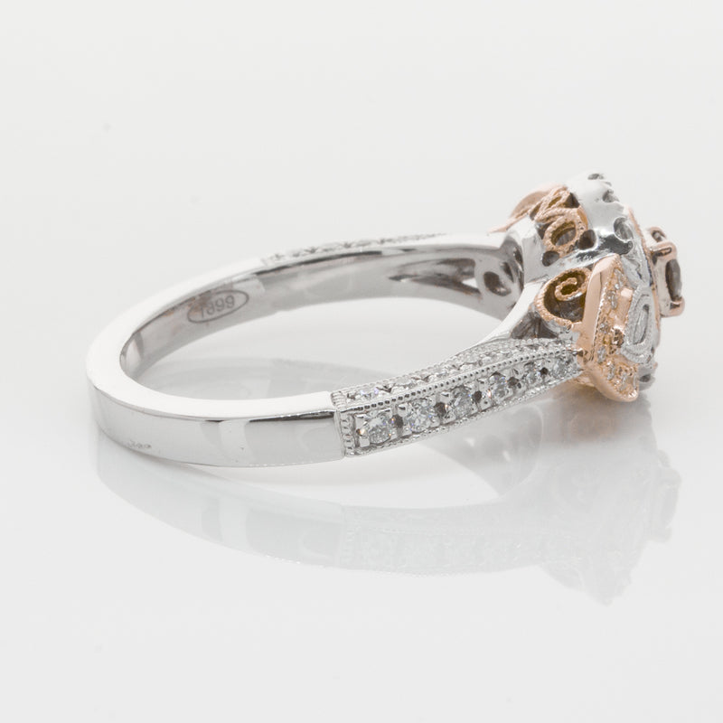 18ct White & Rose Gold Diamond Ring-Ring-Walker & Hall