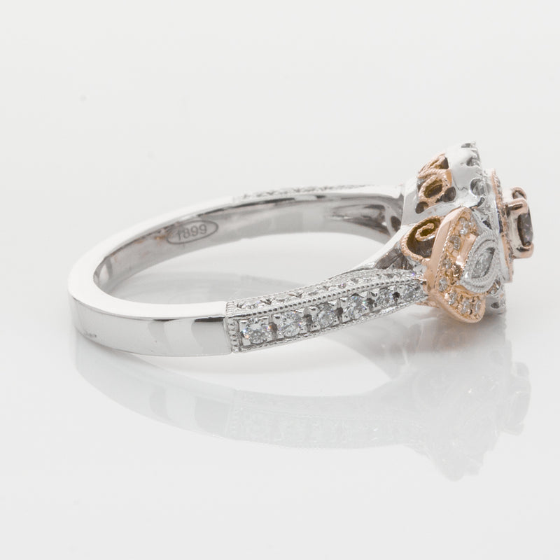 18ct White & Rose Gold Diamond Ring-Ring-Walker & Hall