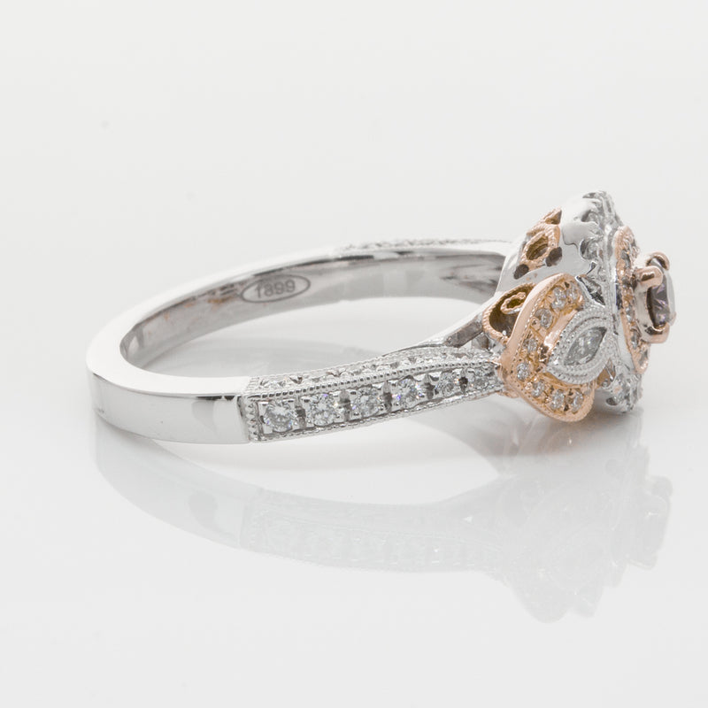 18ct White & Rose Gold Diamond Ring-Ring-Walker & Hall