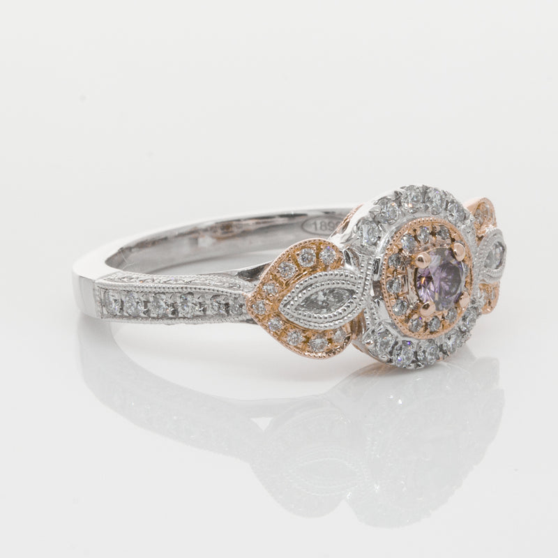 18ct White & Rose Gold Diamond Ring-Ring-Walker & Hall