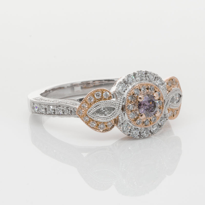 18ct White & Rose Gold Diamond Ring-Ring-Walker & Hall