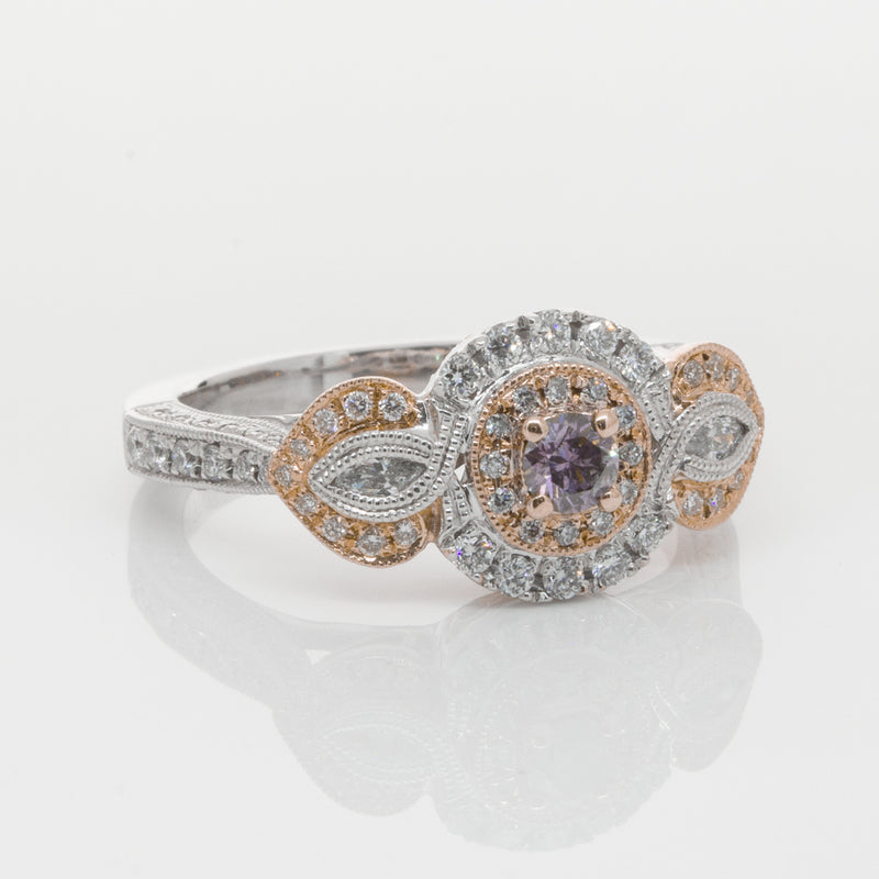 18ct White & Rose Gold Diamond Ring-Ring-Walker & Hall