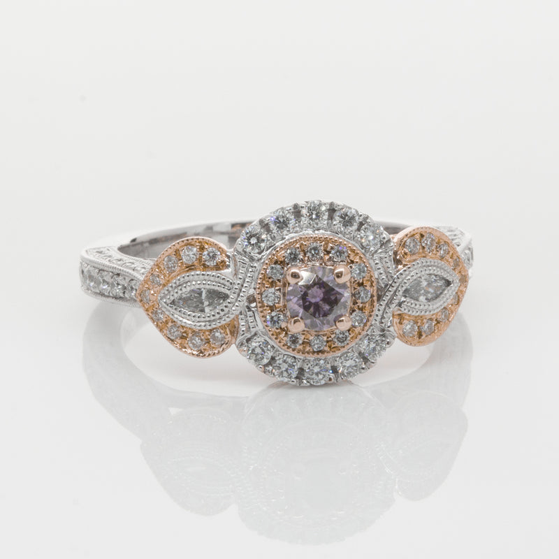 18ct White & Rose Gold Diamond Ring-Ring-Walker & Hall