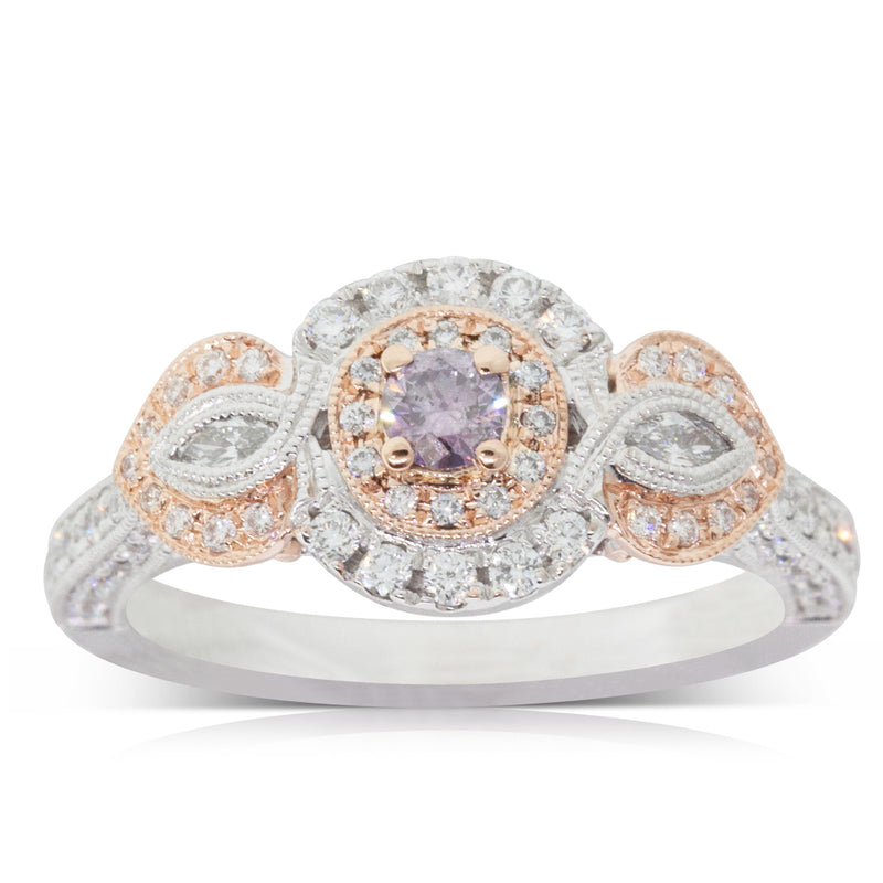 18ct White & Rose Gold Diamond Ring-Ring-Walker & Hall