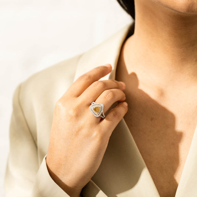 18ct White Gold Orange Diamond Ring-Ring-Walker & Hall