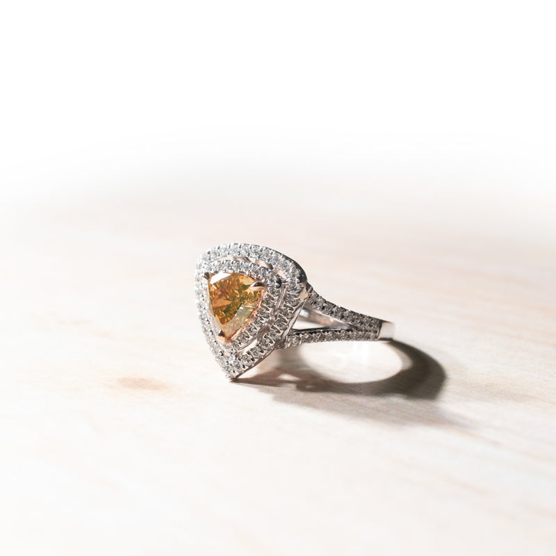18ct White Gold Orange Diamond Ring-Ring-Walker & Hall