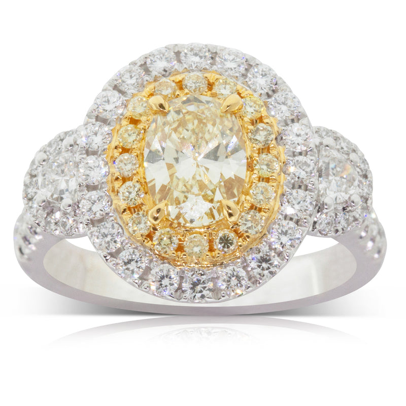 18ct White & Yellow Gold Yellow Diamond Ring-Ring-Walker & Hall