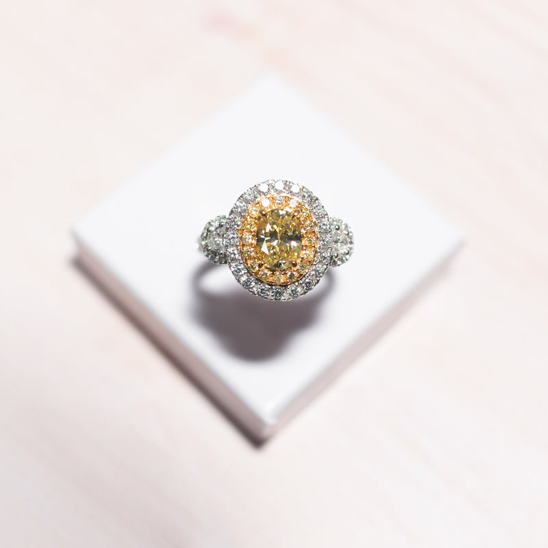 18ct White & Yellow Gold Yellow Diamond Ring-Ring-Walker & Hall