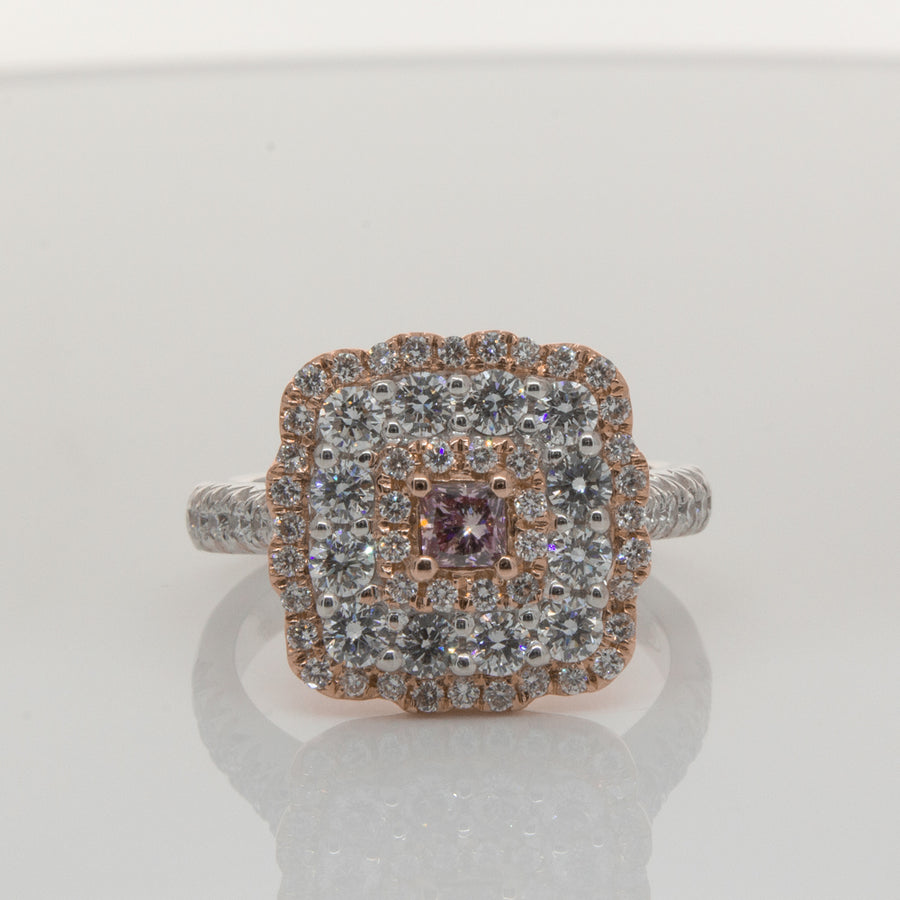 18ct White & Rose Gold Pink Diamond Ring-Ring-Walker & Hall