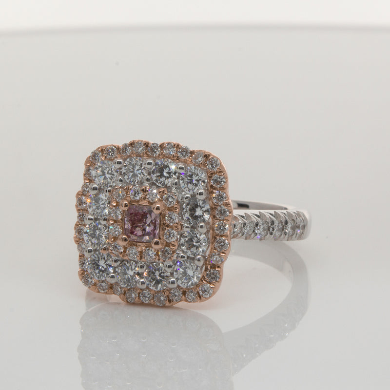 18ct White & Rose Gold Pink Diamond Ring-Ring-Walker & Hall