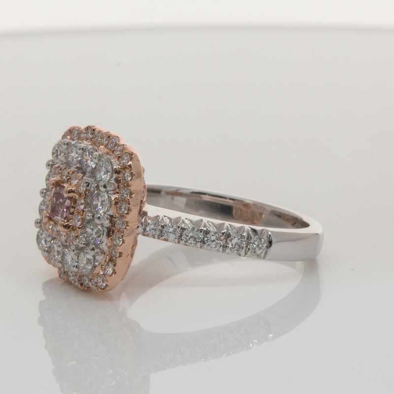 18ct White & Rose Gold Pink Diamond Ring-Ring-Walker & Hall