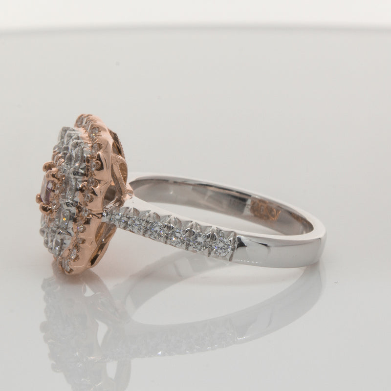 18ct White & Rose Gold Pink Diamond Ring-Ring-Walker & Hall