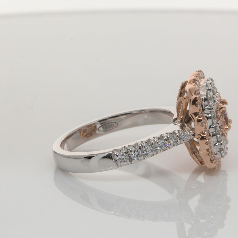 18ct White & Rose Gold Pink Diamond Ring-Ring-Walker & Hall