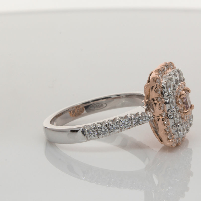 18ct White & Rose Gold Pink Diamond Ring-Ring-Walker & Hall