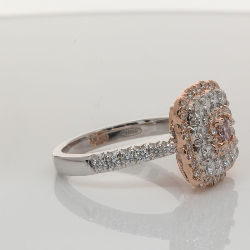 18ct White & Rose Gold Pink Diamond Ring-Ring-Walker & Hall