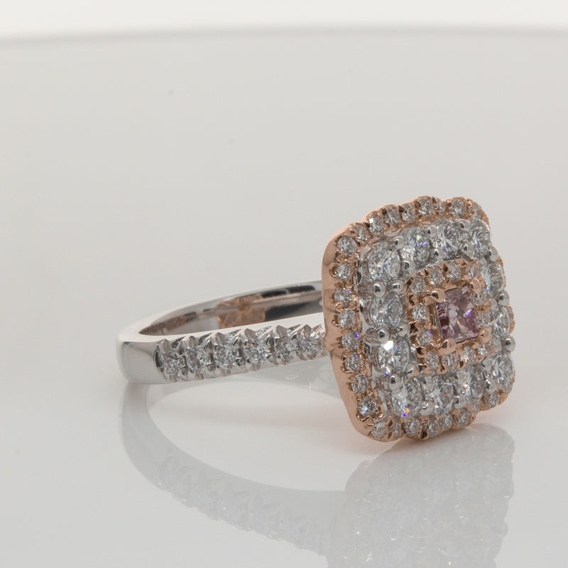 18ct White & Rose Gold Pink Diamond Ring-Ring-Walker & Hall