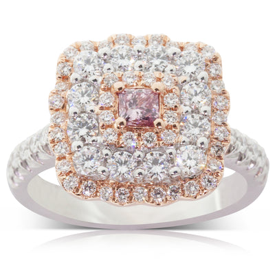 18ct White & Rose Gold Pink Diamond Ring-Ring-Walker & Hall