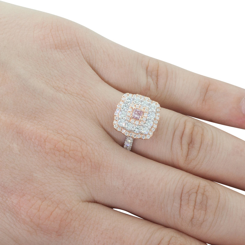 18ct White & Rose Gold Pink Diamond Ring-Ring-Walker & Hall