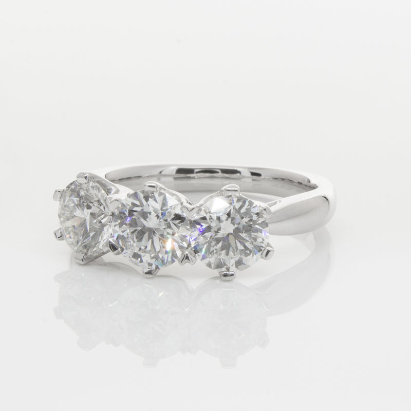 18ct White Gold 2.36ct Diamond Trilogy Ring-Ring-Walker & Hall