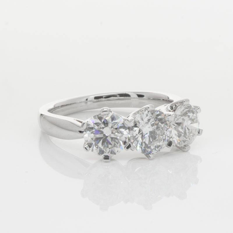 18ct White Gold 2.36ct Diamond Trilogy Ring-Ring-Walker & Hall