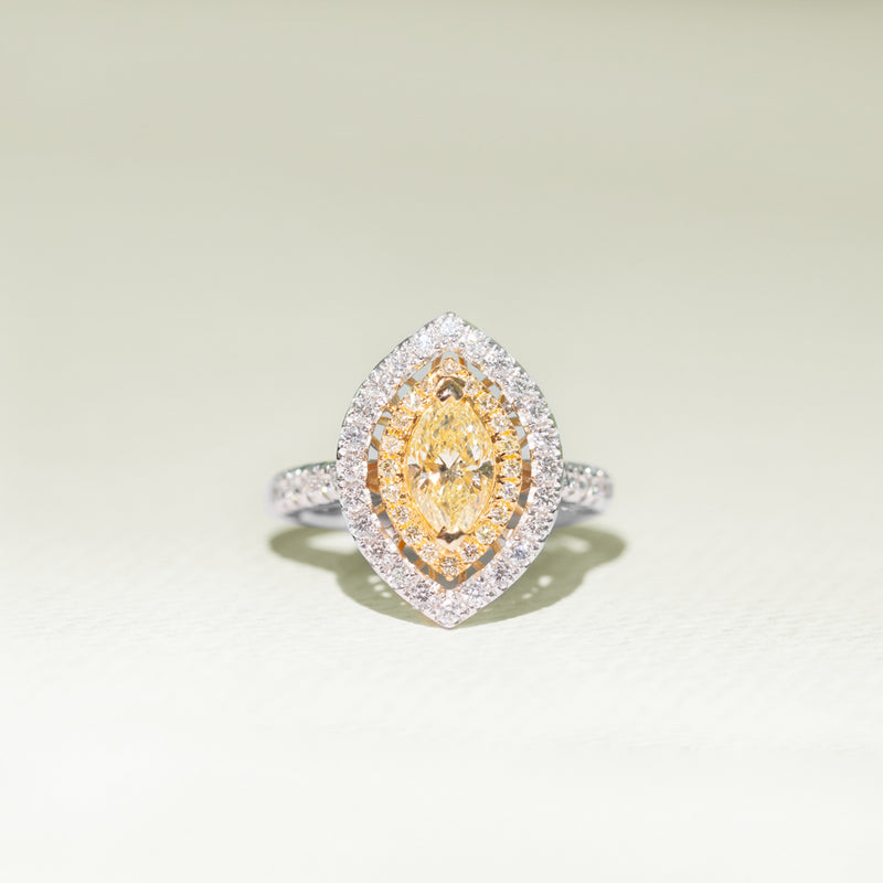 18ct White & Yellow Gold Yellow Diamond Ring-Ring-Walker & Hall