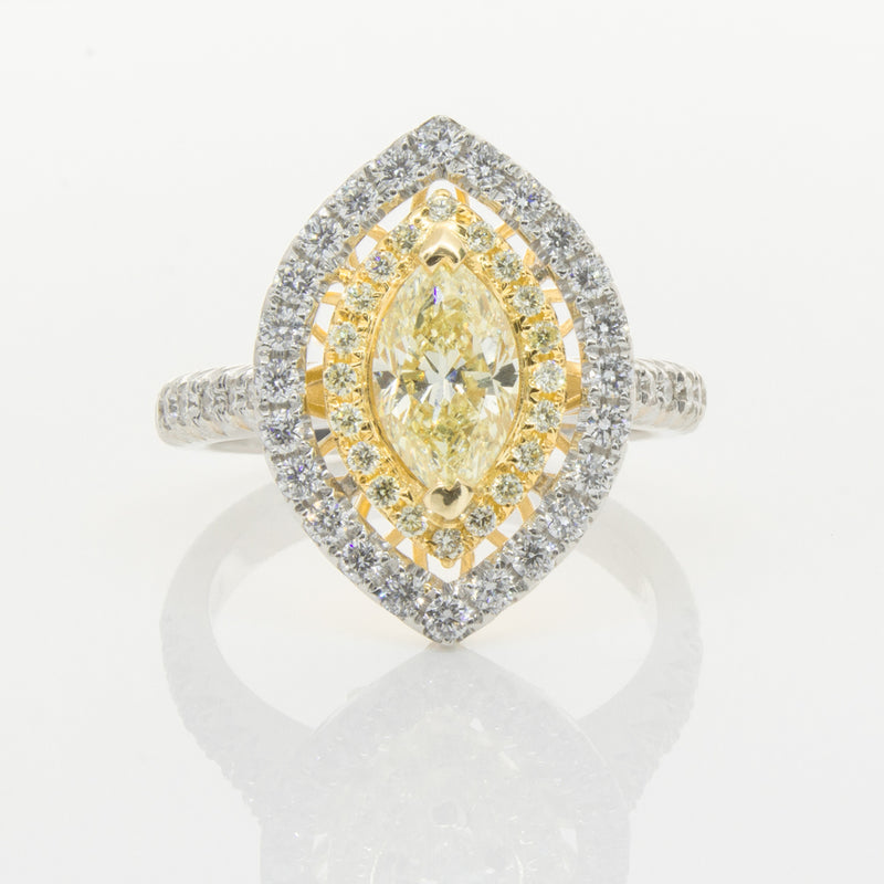 18ct White & Yellow Gold Yellow Diamond Ring-Ring-Walker & Hall