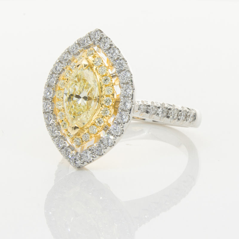 18ct White & Yellow Gold Yellow Diamond Ring-Ring-Walker & Hall