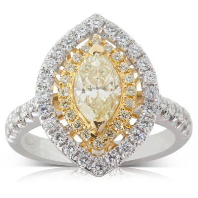 18ct White & Yellow Gold Yellow Diamond Ring-Ring-Walker & Hall