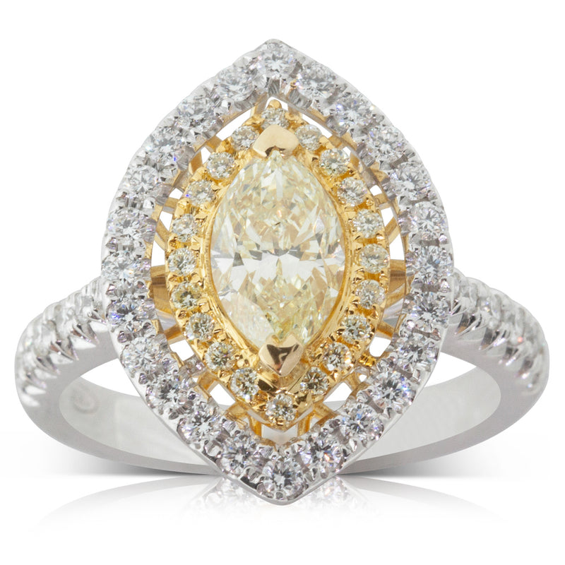 18ct White & Yellow Gold Yellow Diamond Ring-Ring-Walker & Hall