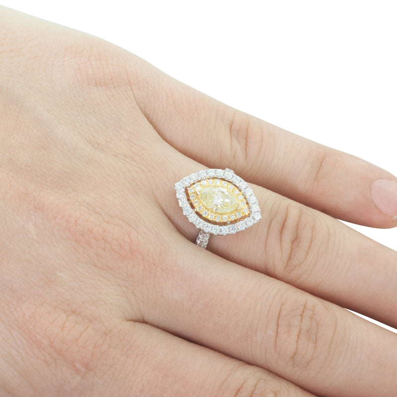 18ct White & Yellow Gold Yellow Diamond Ring-Ring-Walker & Hall