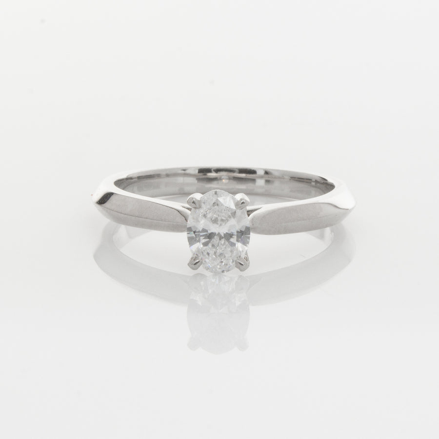18ct White Gold .53ct Oval Diamond Venetian Ring-Ring-Walker & Hall