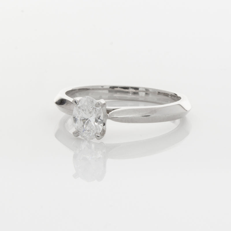 18ct White Gold .53ct Oval Diamond Venetian Ring-Ring-Walker & Hall