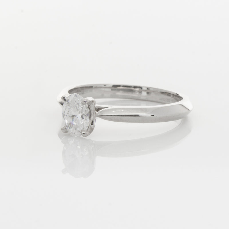 18ct White Gold .53ct Oval Diamond Venetian Ring-Ring-Walker & Hall