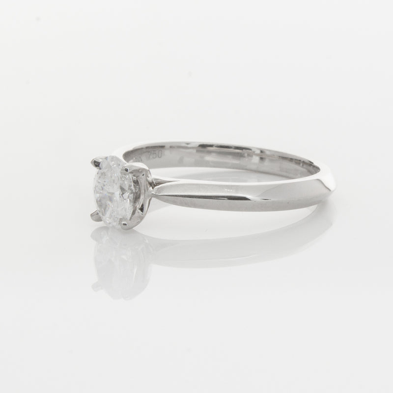 18ct White Gold .53ct Oval Diamond Venetian Ring-Ring-Walker & Hall