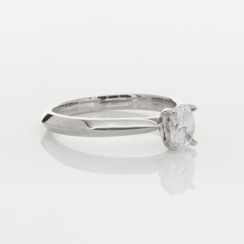 18ct White Gold .53ct Oval Diamond Venetian Ring-Ring-Walker & Hall