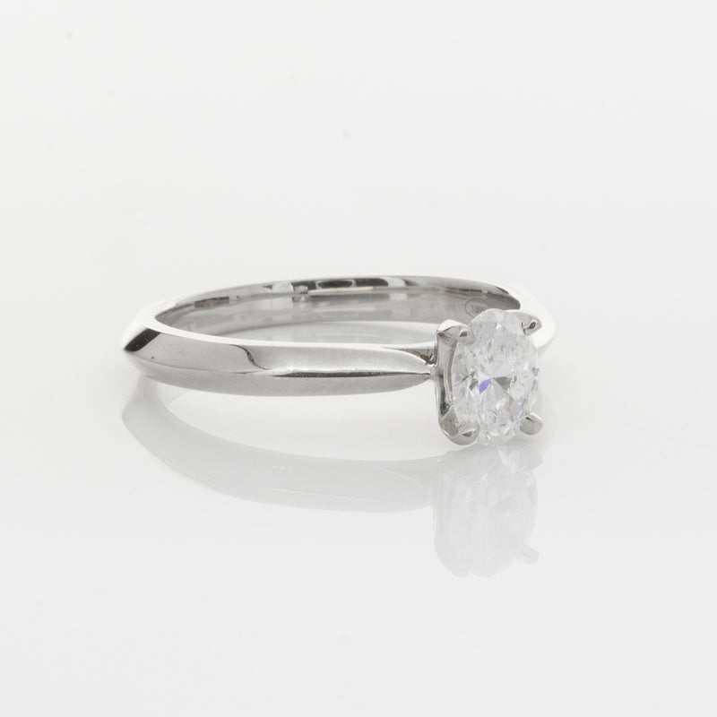 18ct White Gold .53ct Oval Diamond Venetian Ring-Ring-Walker & Hall